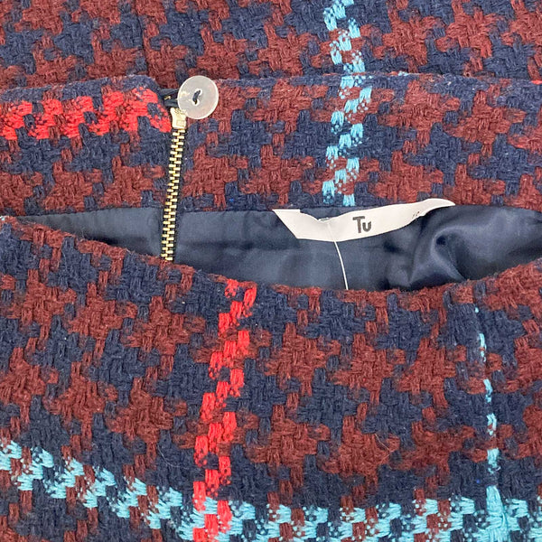 Tu Navy Check Textured Short Skirt UK12