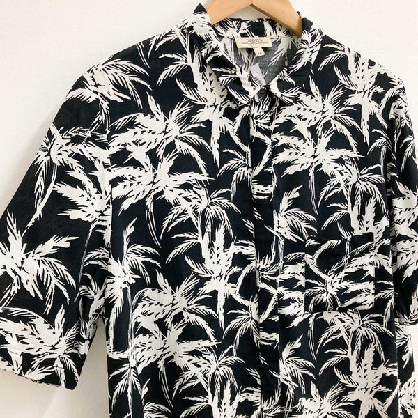 Papaya Black and White Palm Tree Cropped Shirt UK12