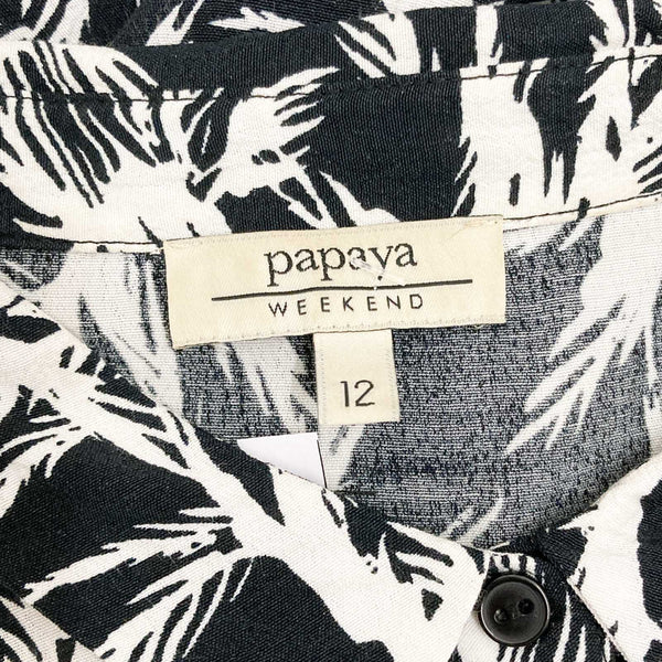 Papaya Black and White Palm Tree Cropped Shirt UK12