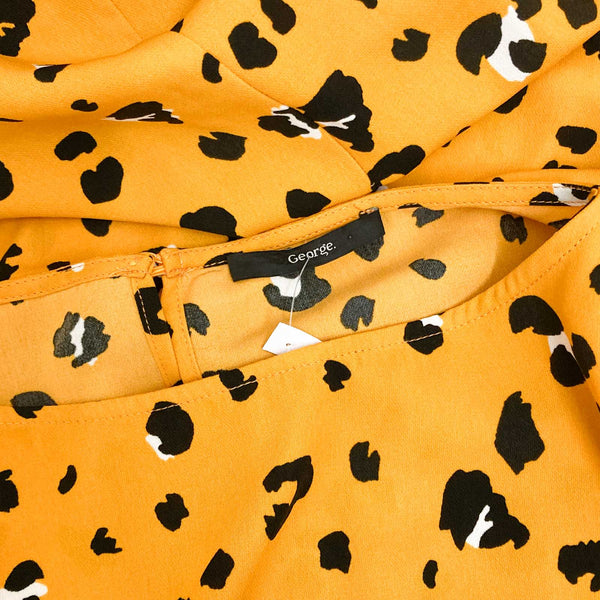 George Yellow Animal Print Midi Dress UK12