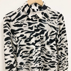Topshop Ivory Abstract Sheer Shirt UK6