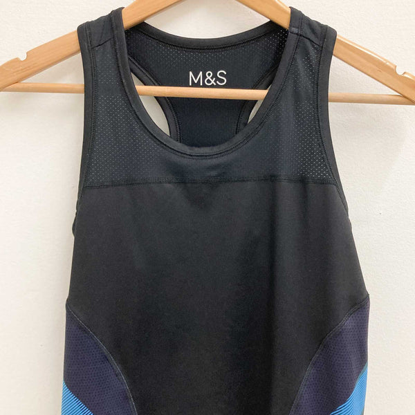 M&S Active Black Sleeveless Stretch Workout Vest Top UK 10