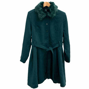 City Chic Jade Green Faux Fur Coat UK 14 