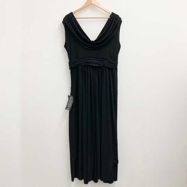Avenue Black Draped V-Neck Maxi Dress UK 18/20