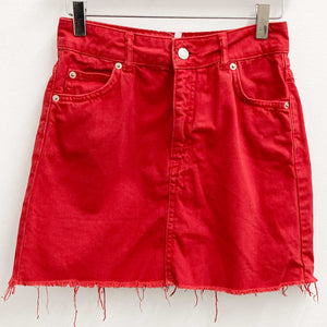 Topshop Red Denim Mini Skirt UK6