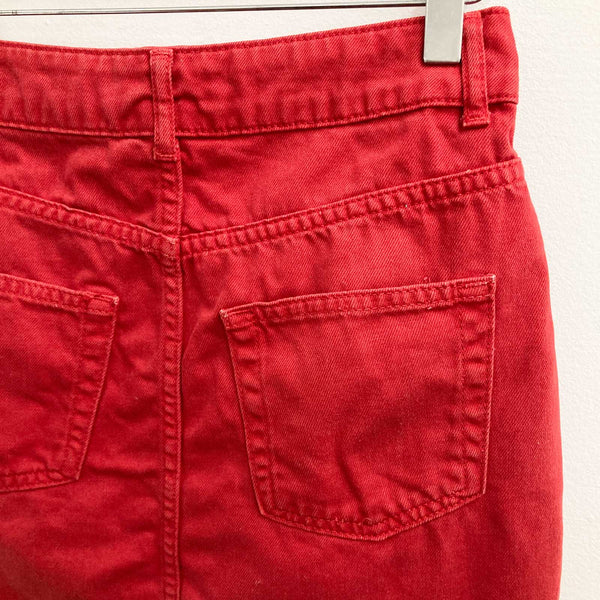 Topshop Red Denim Mini Skirt UK6