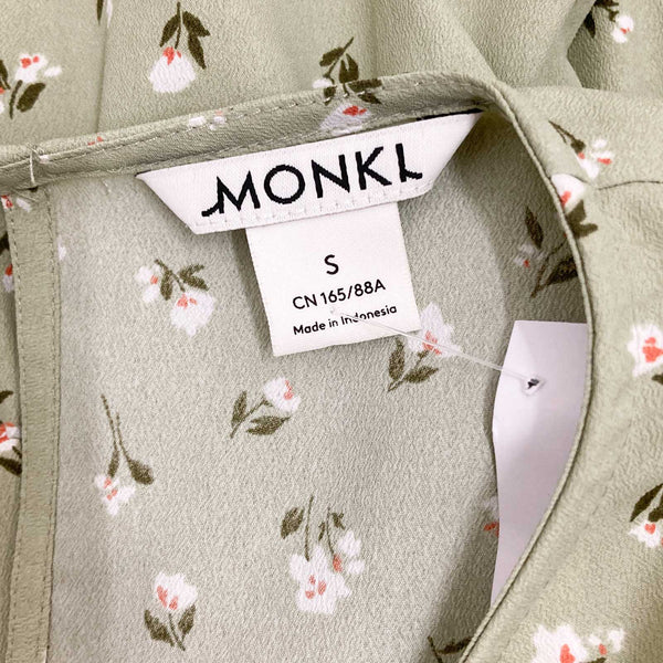 Monki Pale Green Floral Midi Dress UK S