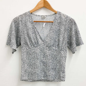 Pimkie White & Black Spot Print Top UK S