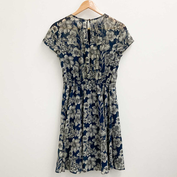 Warehouse Blue Floral Pleated Dress UK10