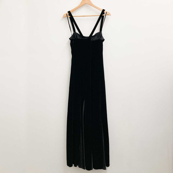 Kaliko Black Velvet Long Flare Gown UK16