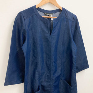 Bonmarche Blue Chambray 3/4 Sleeve Shift Dress UK12