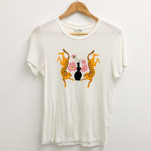 Monki Natural White Leopard T Shirt XS