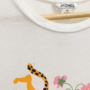 Monki Natural White Leopard T Shirt XS