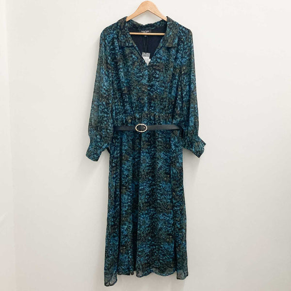 Arna York by City Chic Teal Delphi Print Midi Dress UK 20 S