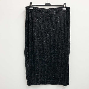 Navabi Kollektion by City Chic Black Sequin Split Side Skirt UK 22