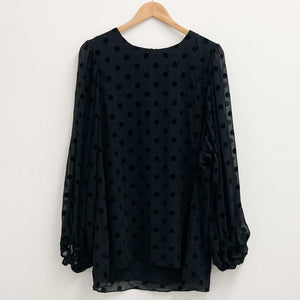 City Chic Black Spotted Long Sleeve Top UK 16