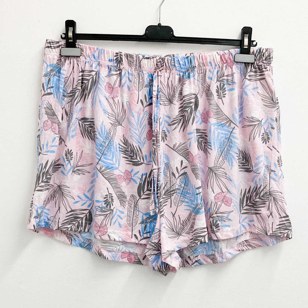 Evans Pink Tropical Palm Print Sleep Shorts UK 22/24