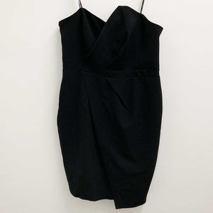 City Chic Black Asymmetrical Strapless Dress UK 22