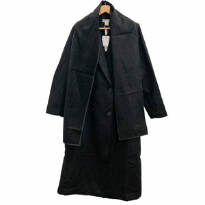 Refinity by City Chic Black Longline Double-Breasted Removable Scarf Coat UK 14