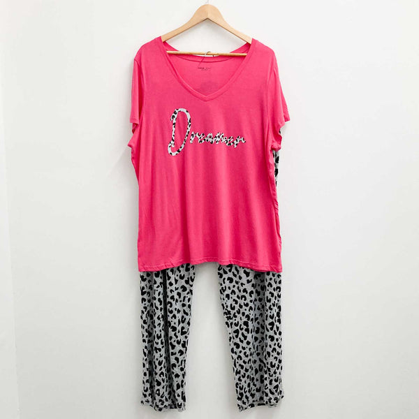 Avenue Pink Animal Printed 2 Piece Sleep Set Pyjamas UK 18/20