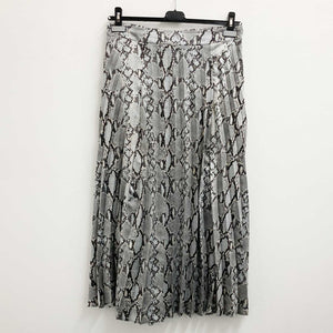 New Look Silver Snakeskin Pleated Skirt UK14
