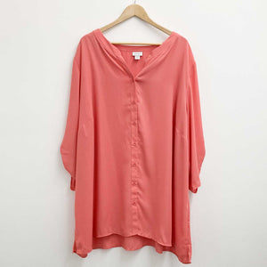 Avenue Rose Pink Button Front 3/4 Sleeve Tunic UK 30/32