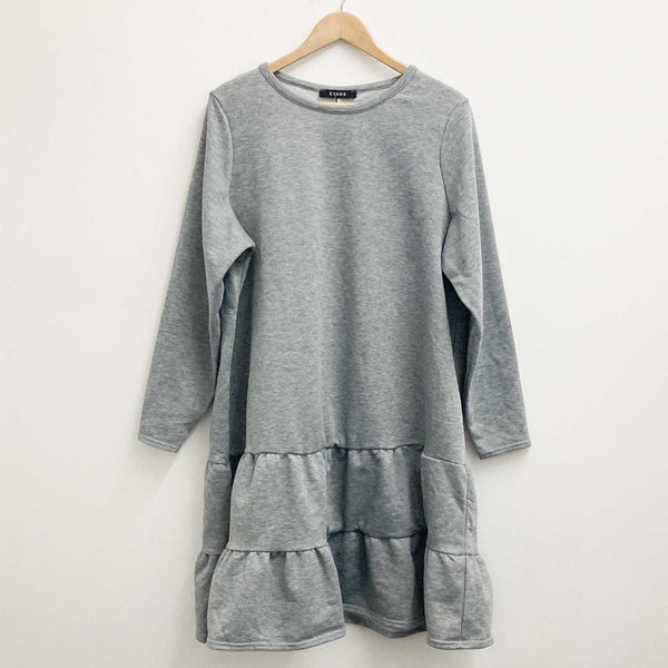 Evans Grey Tiered Relaxed Sweatshirt Dress UK 20