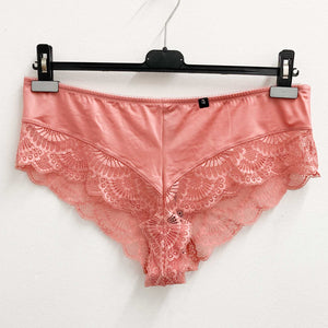 City Chic Pink Lace Trim Satin Briefs UK 18
