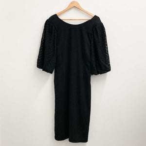 Navabi Kollektion by City Chic Black Puff Sleeve Tie Waist Dress UK 18