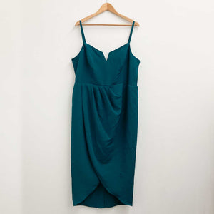 City Chic Emerald Green Sassy V Notch Dress UK18