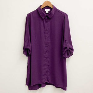 Avenue Purple Half Sleeve Longline Blouse UK 16
