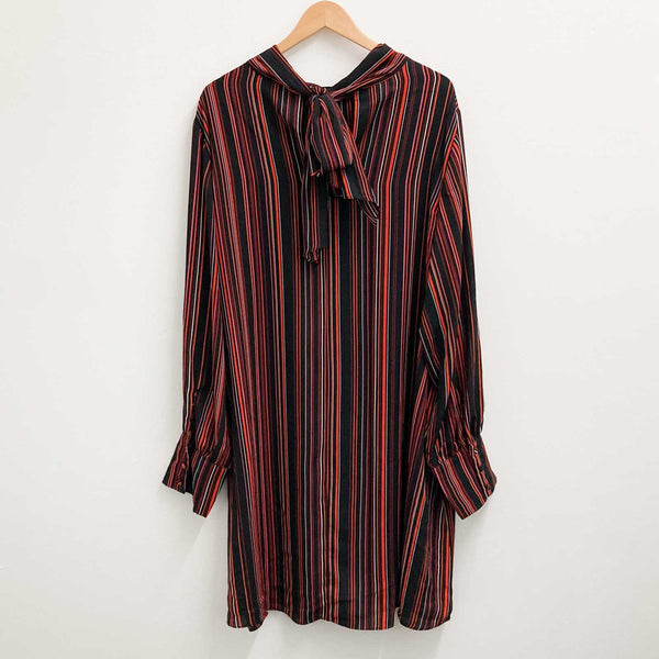 Evans Black & Red Striped High Neck Long Sleeve Tunic UK 24
