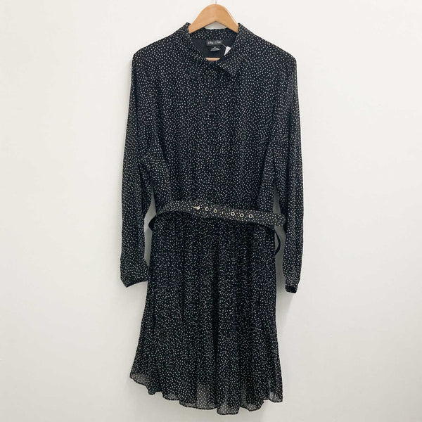 City Chic Black Long Sleeve Spotted Mini Dress UK18