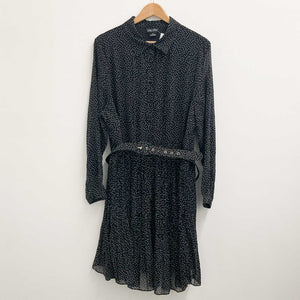 City Chic Black Long Sleeve Spotted Mini Dress UK18