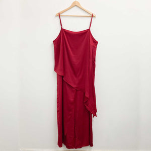 City Chic Red Straight Neck Strappy Sleeveless Draped Overlay Jumpsuit UK 20