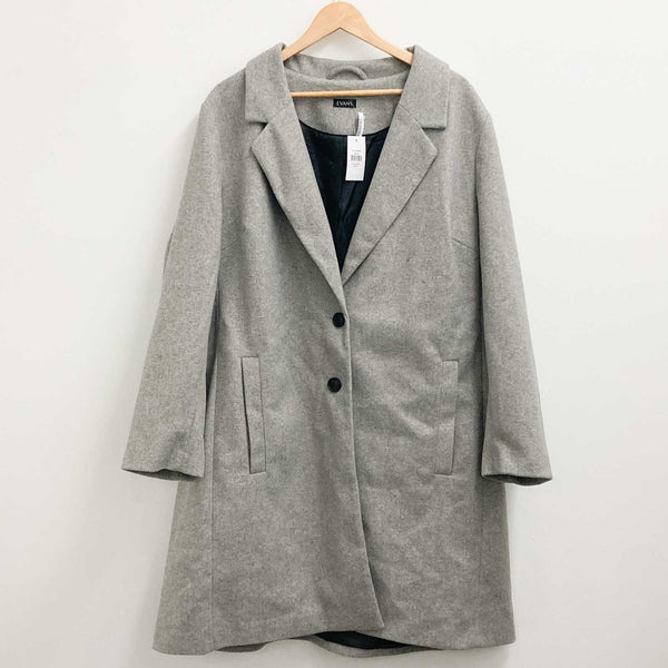 Evans Light Grey Crombie Coat UK 24