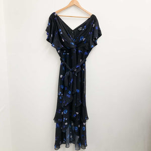 City Chic Black Tiered Floral Maxi Dress UK14