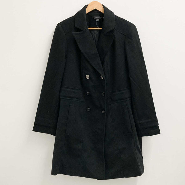Evans Black Double-Breasted Military Coat UK 24