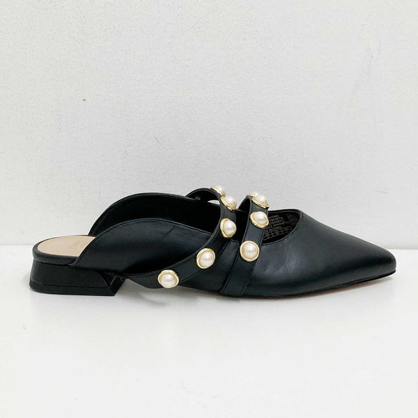Evans Black Slip On Pearl Shoes UK7