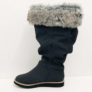 Cloudwalkers Black Faux Fur Trim Tall Slouchy Boots UK 10