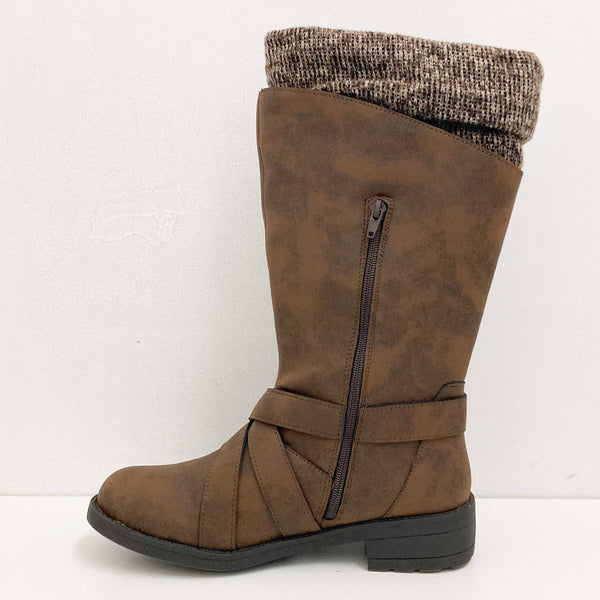 Rocket Dog Brown Knit Cuff Mid Length Boots UK7