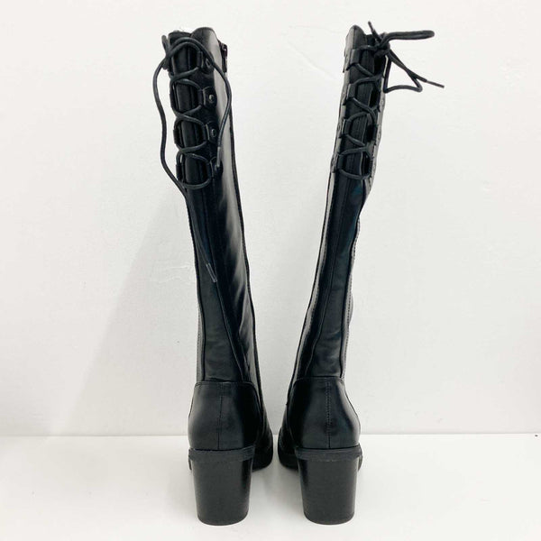 Cloudwalkers Black Faux Leather Tall Block Heel Boots UK 7