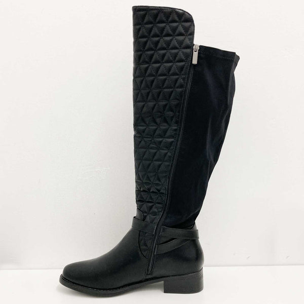 Cloudwalkers Black Faux Leather Quilted Tall Boots UK 10