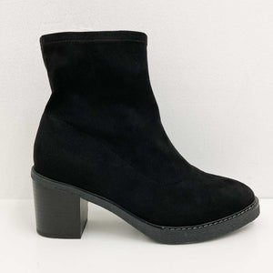Evans Black Faux Suede Heeled Ankle Boots UK8