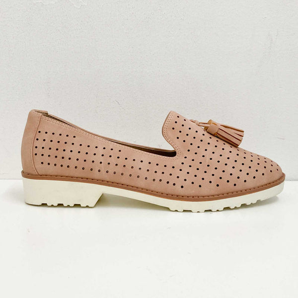Evans Pink WIDE FIT Perforated Loafers UK7