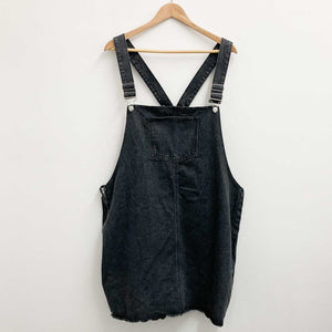 Loralette by City Chic Washed Black Denim Pinafore Dress UK 20