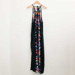 City Chic Black Floral Palm Print Sleeveless Halter Maxi Dress UK 22