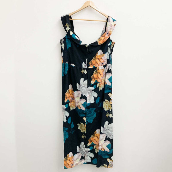 City Chic Black Floral Glow Off-Shoulder Maxi Dress UK 20