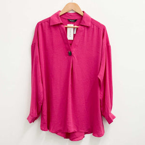 Evans Pink One Button Relaxed Fit Long Sleeve Shirt UK 16