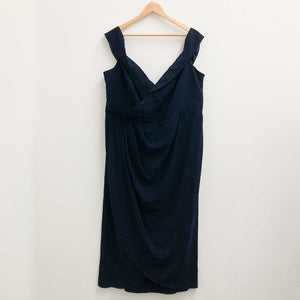 City Chic Navy Faux Wrap Tulip Hem Dress UK 22